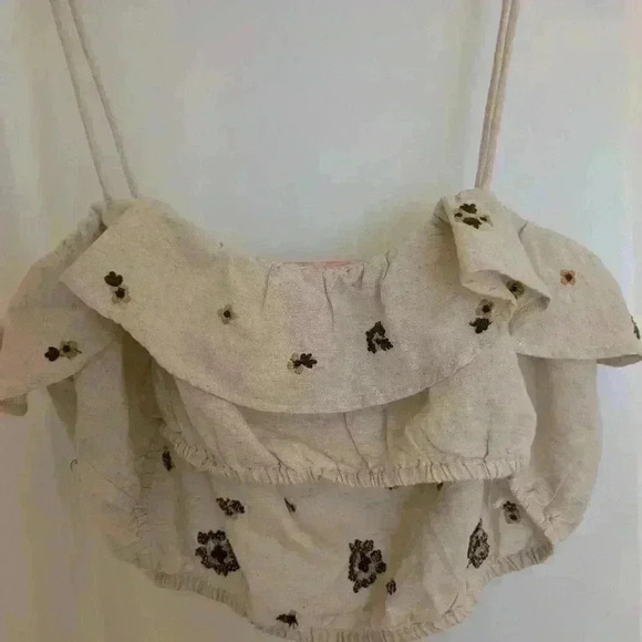 Zara  embroidered floral sunflower cotton crop top - Picture 8 of 8